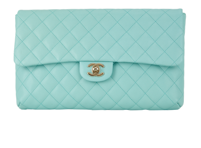 Classic Flap Clutch, &pound;2,500, Handbags, Blue, Caviar Leather, Front view